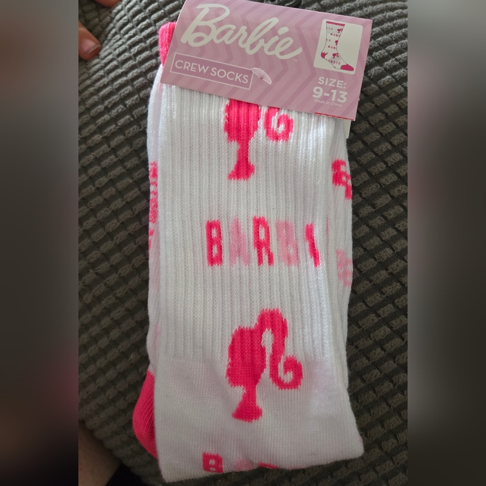 Barbie Pink and White Logo Socks